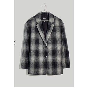 Madewell $198 Oversized Dorset Blazer Buffalo Check Boiled Wool Size L NH857